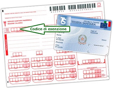 impegnativa rossa con indicazione su dove inserire l'esenzione