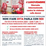locandina iniziativa "Non stare zitta parla con noi"