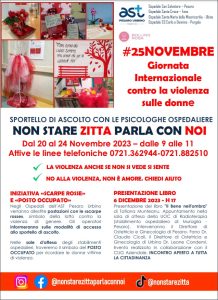 locandina iniziativa "Non stare zitta parla con noi"