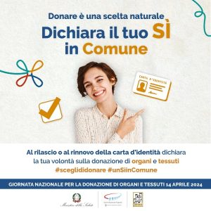 Locandina con immagine che invita ad aderire alla donazione attraverso la Carta di Identità